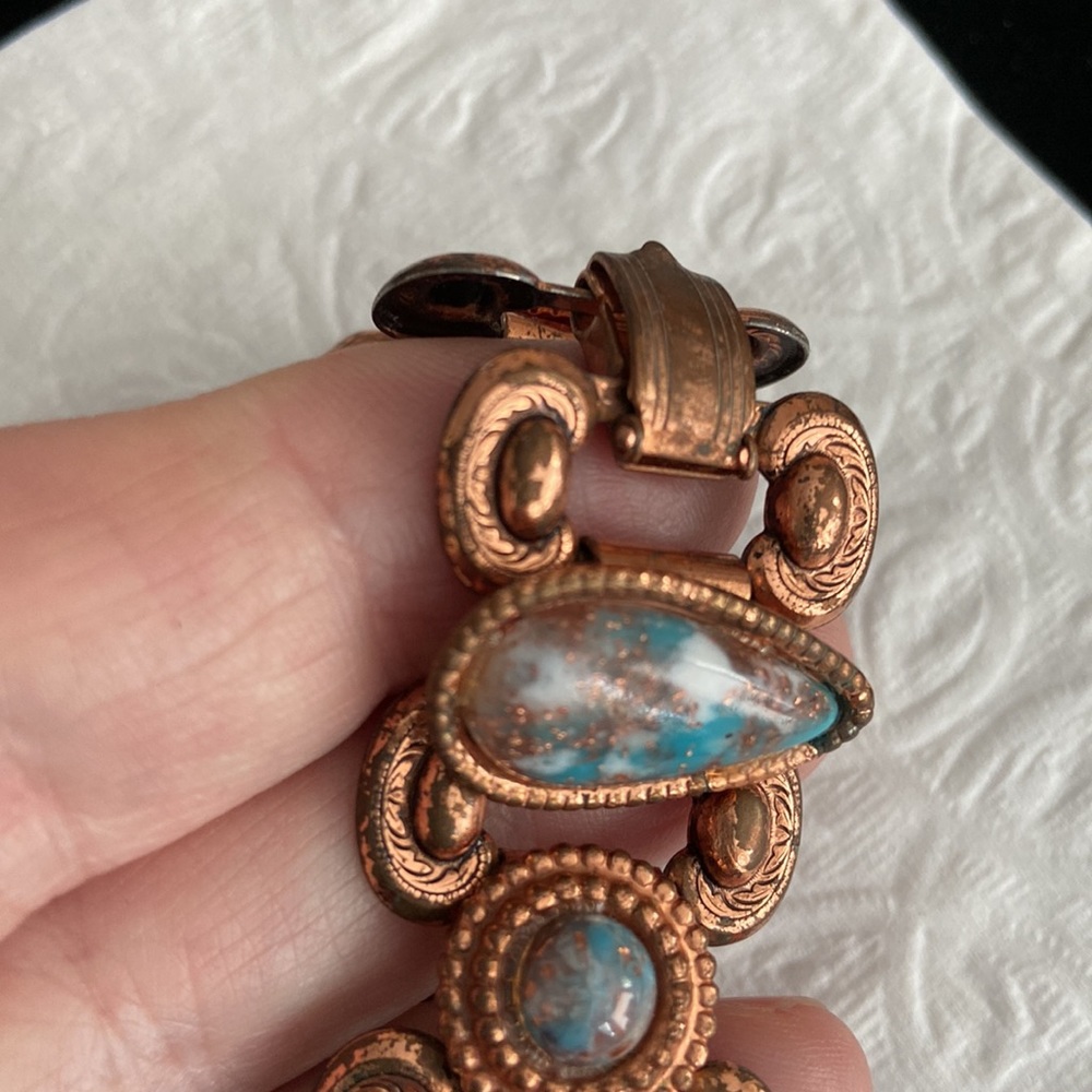 Turquoise and Copper Western Boho inspired Bracelet - Picture 7 of 7